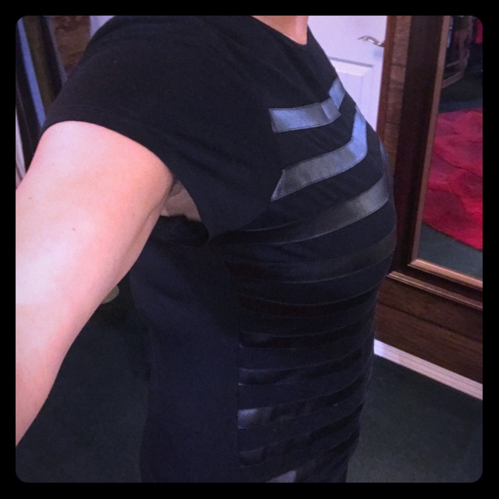 Vince Camuto Pleather Striped shirt